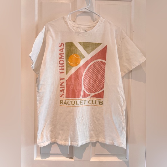 Hollister Women’s Oversized “Saint Thomas Racquet Club” Graphic Tee – Size Small - Picture 2 of 11